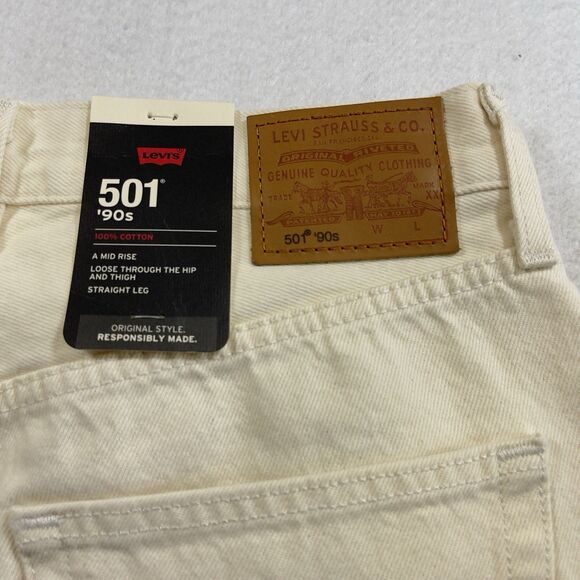 Levi's Premium 501 '90s Jeans Women 29x32 White Mid Rise Straight American Denim - Picture 12 of 13